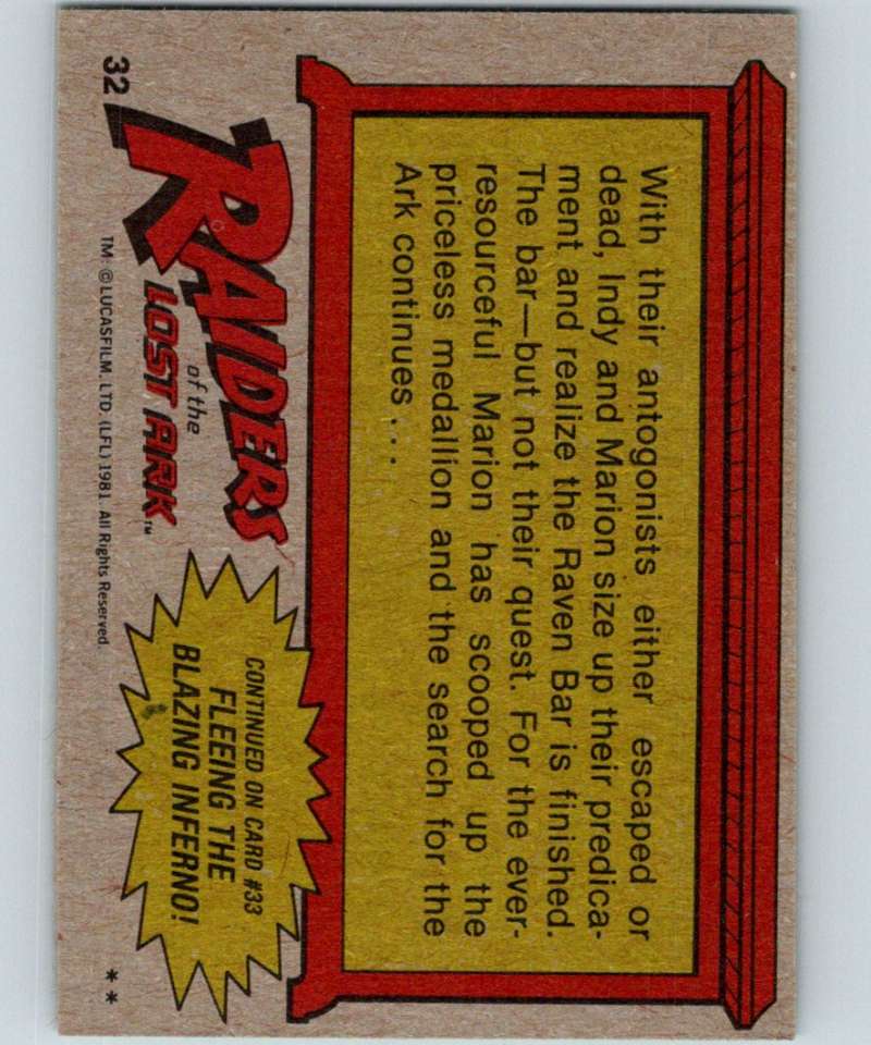 1981 Topps Raiders Of The Lost Ark #32 Escape! Image 2