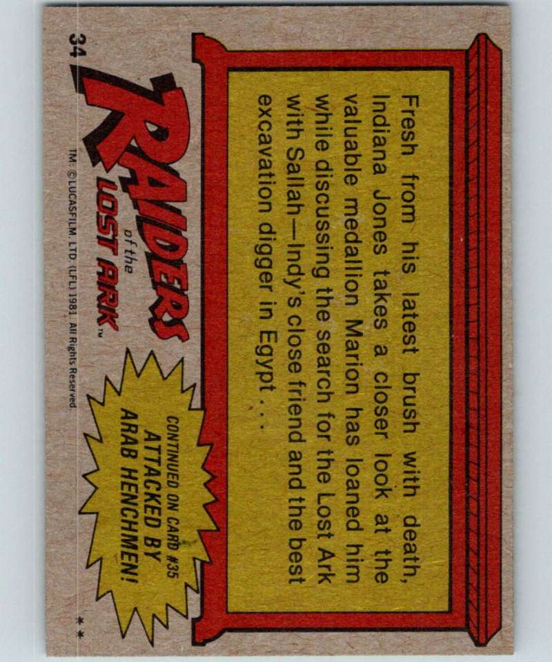 1981 Topps Raiders Of The Lost Ark #34 Secret Of The Medallion