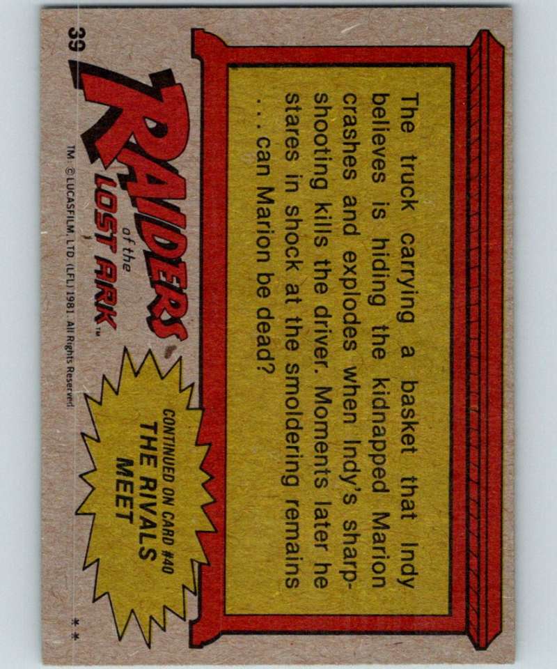 1981 Topps Raiders Of The Lost Ark #39 Marion Ravenwood...Dead?