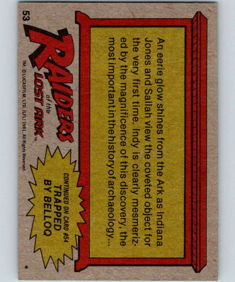 1981 Topps Raiders Of The Lost Ark #53 Ark of The Covenant