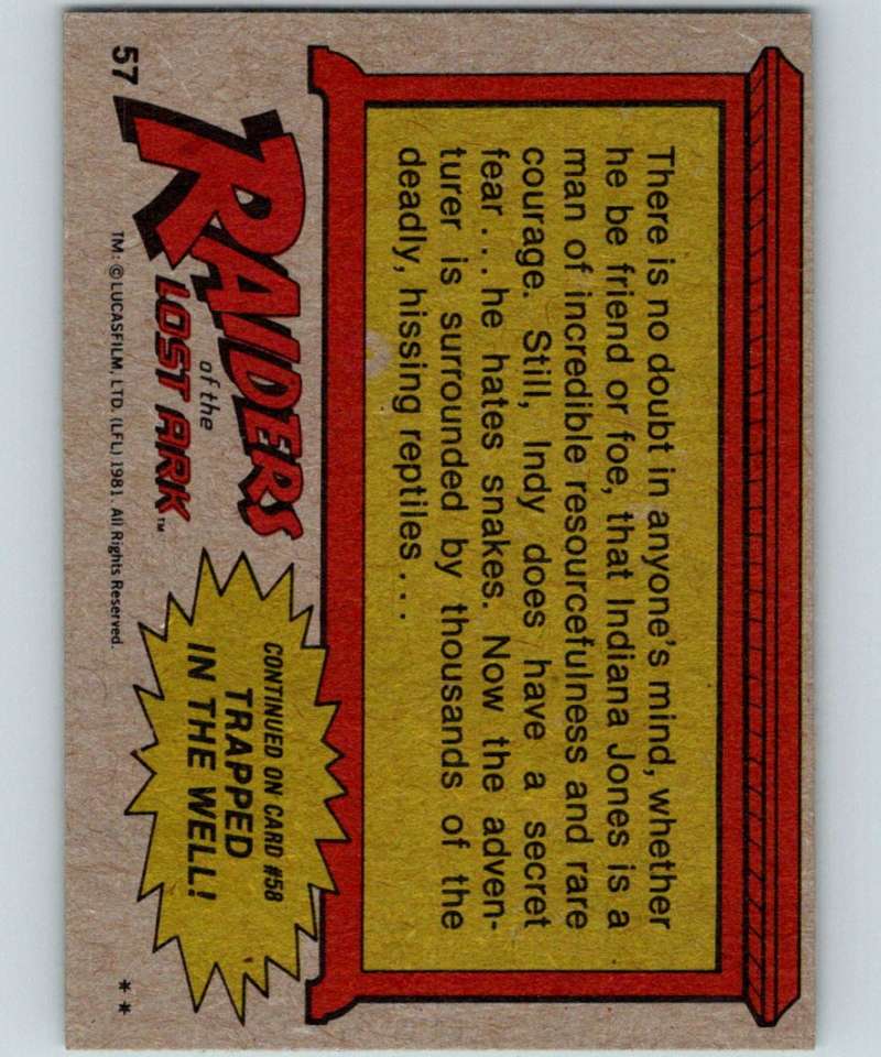 1981 Topps Raiders Of The Lost Ark #57 Hissing Death!