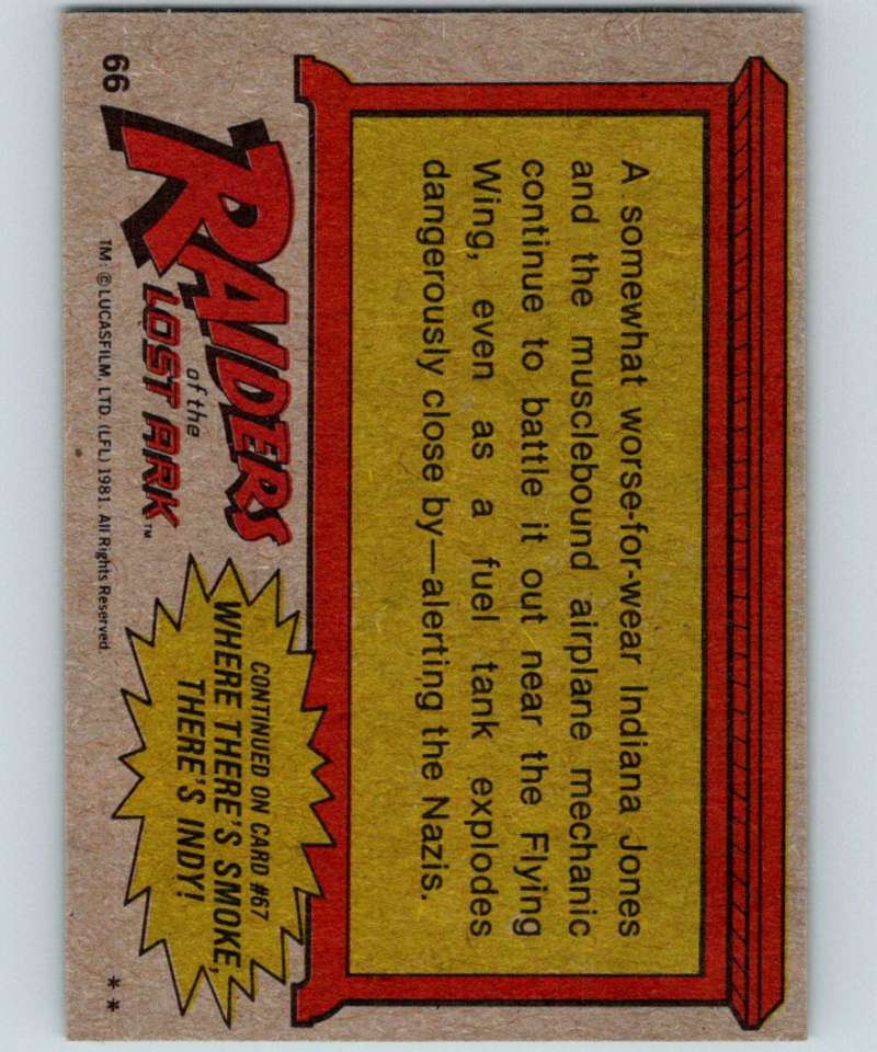 1981 Topps Raiders Of The Lost Ark #66 Exploding Fuel Tank Image 2