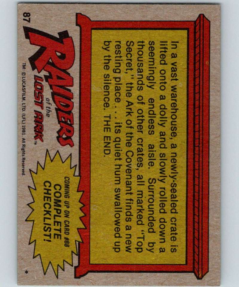 1981 Topps Raiders Of The Lost Ark #87 Destiny Of The Ark Image 2
