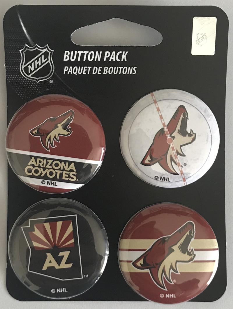 Arizona Coyotes Wincraft NHL Button 4 Pack 1.25" Round Licensed Image 1