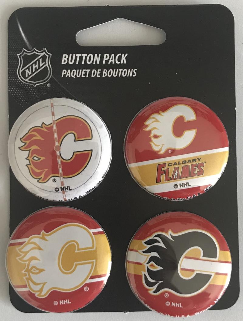 Calgary Flames Wincraft NHL Button 4 Pack 1.25" Round Licensed Image 1