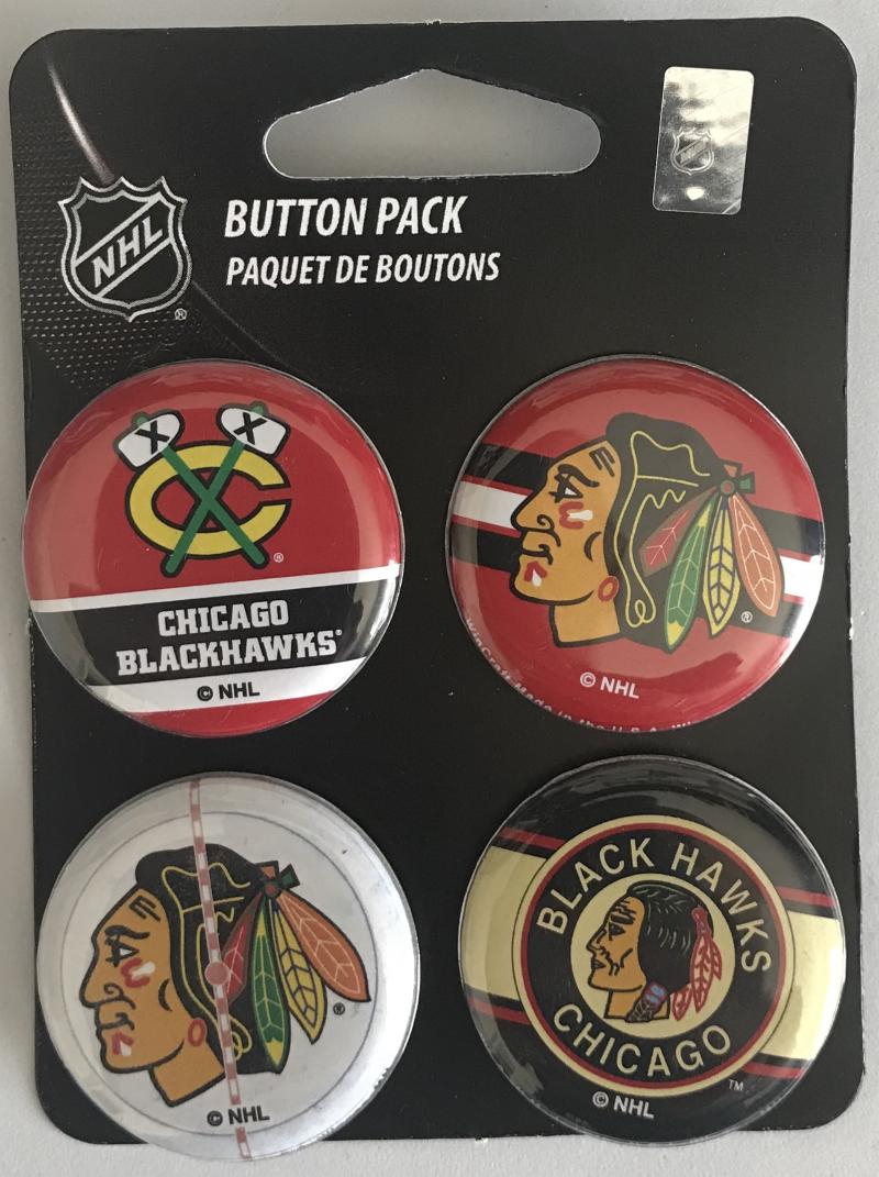 Chicago Blackhawks Wincraft NHL Button 4 Pack 1.25" Round Licensed Image 1