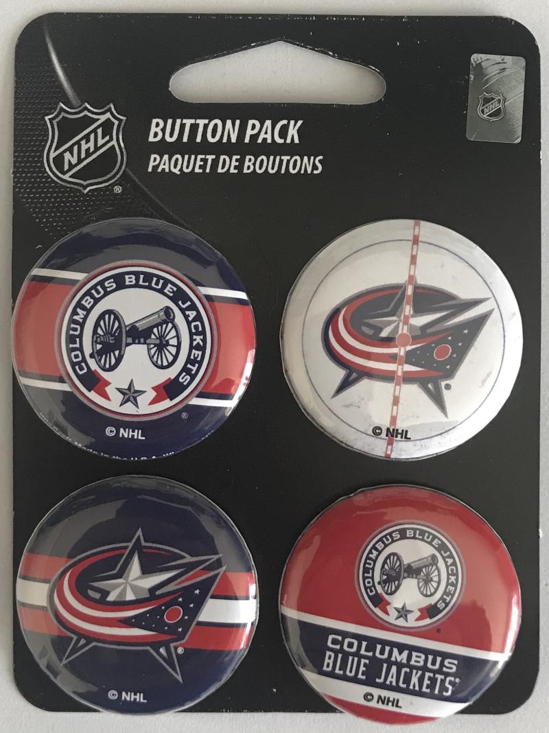Columbus Blue Jackets Wincraft NHL Button 4 Pack 1.25" Round Licensed Image 1