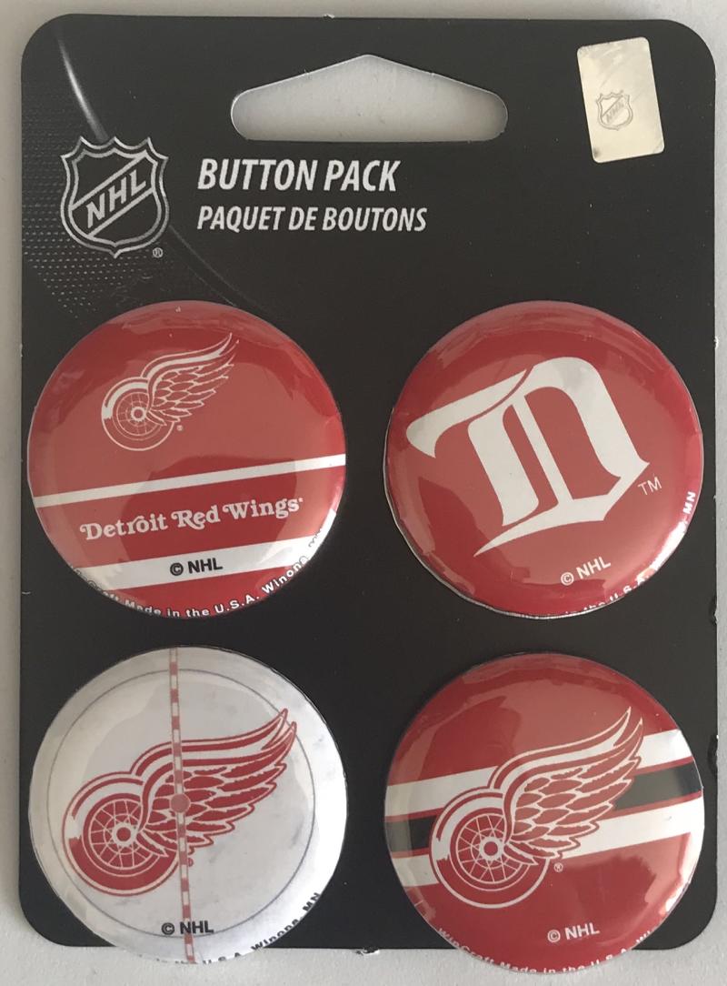 Detroit Red Wings Wincraft NHL Button 4 Pack 1.25" Round Licensed Image 1