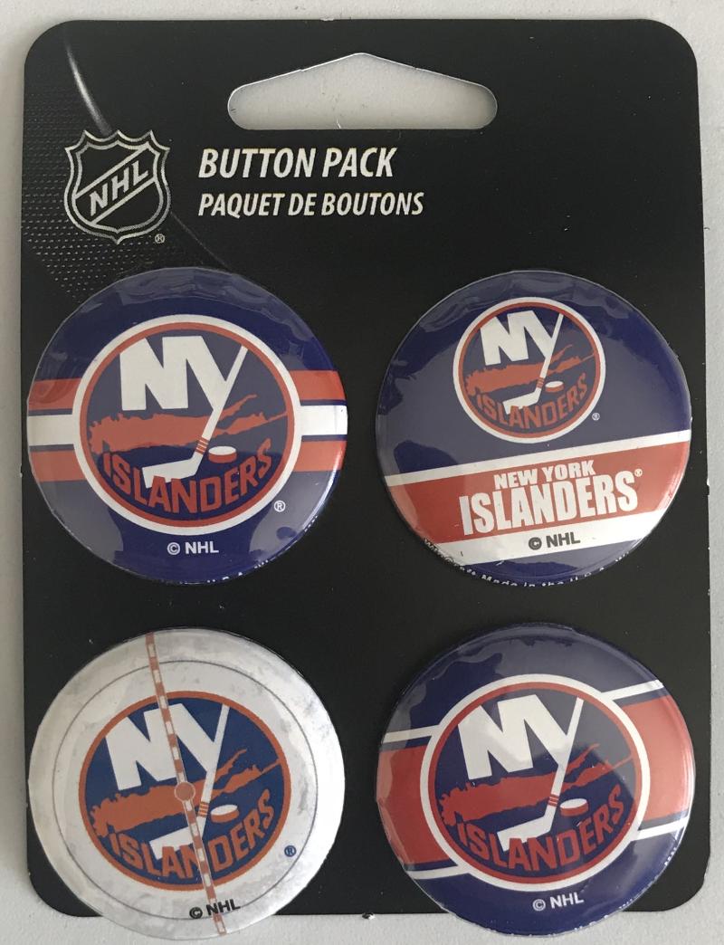 New York Islanders Wincraft NHL Button 4 Pack 1.25" Round Licensed Image 1