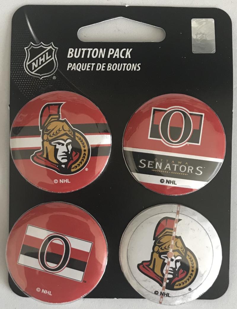 Ottawa Senators Wincraft NHL Button 4 Pack 1.25" Round Licensed Image 1