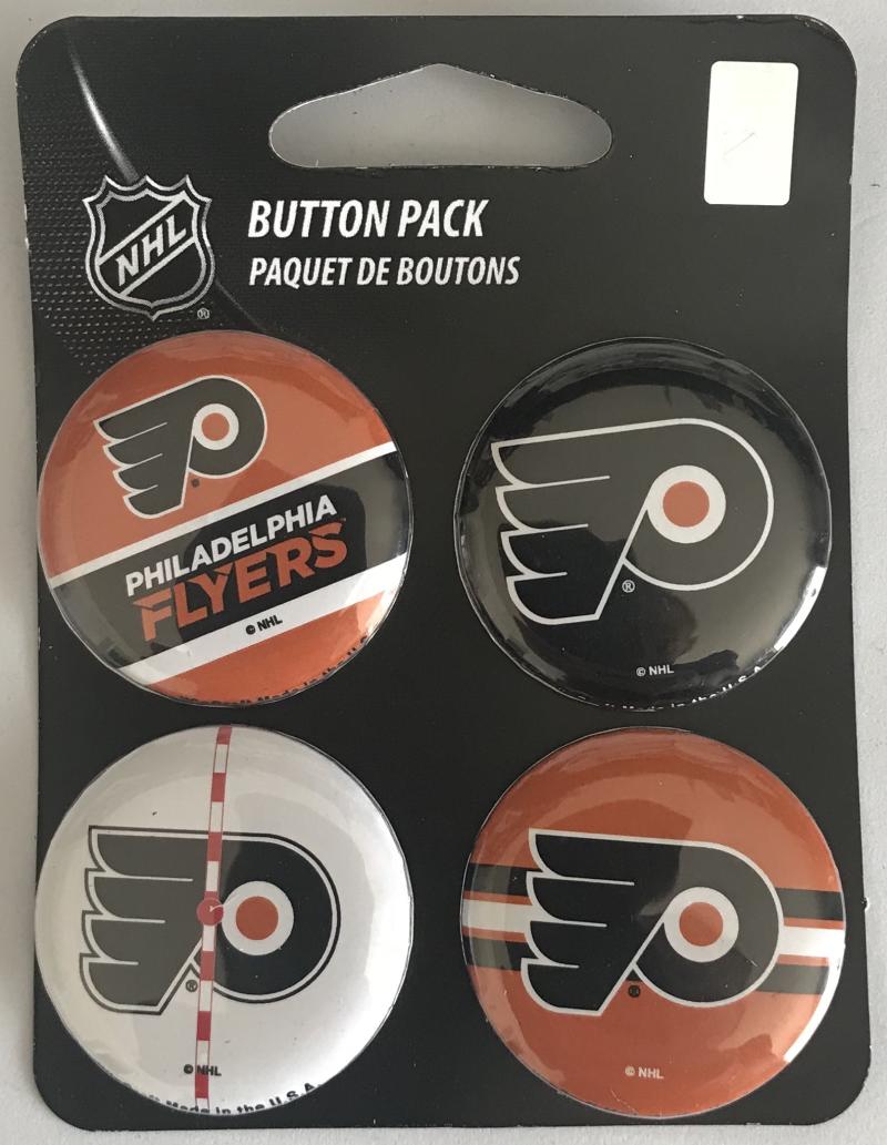 Philadelphia Flyers Wincraft NHL Button 4 Pack 1.25" Round Licensed Image 1