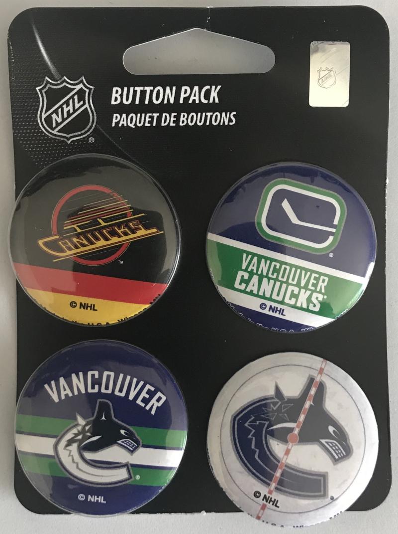 Vancouver Canucks Wincraft NHL Button 4 Pack 1.25" Round Licensed Image 1
