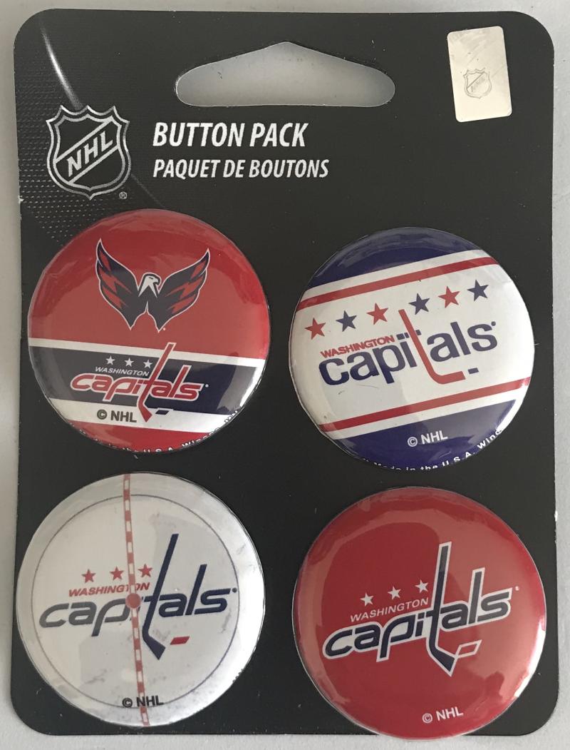 Washington Capitals Wincraft NHL Button 4 Pack 1.25" Round Licensed Image 1