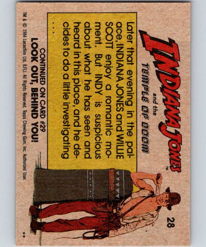1984 Topps Indiana Jones and the Temple of Doom #28 Time Out for Romance Image 2