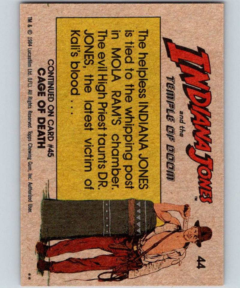 1984 Topps Indiana Jones and the Temple of Doom #44 Tortured! Image 2