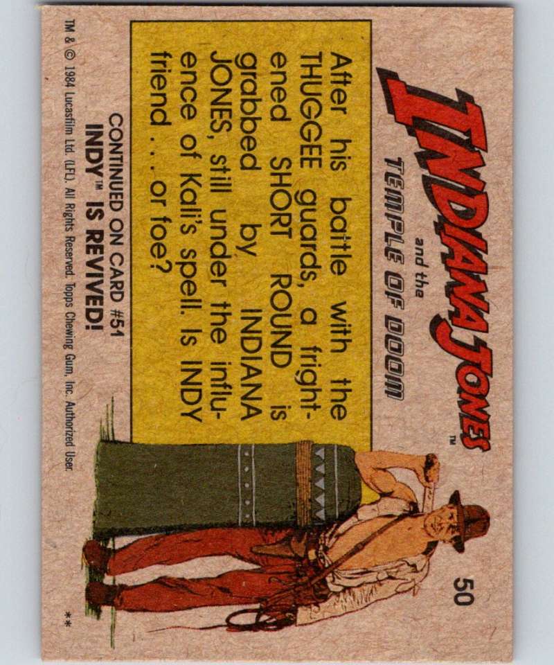 1984 Topps Indiana Jones and the Temple of Doom #50 Grabbed by Indy! Image 2