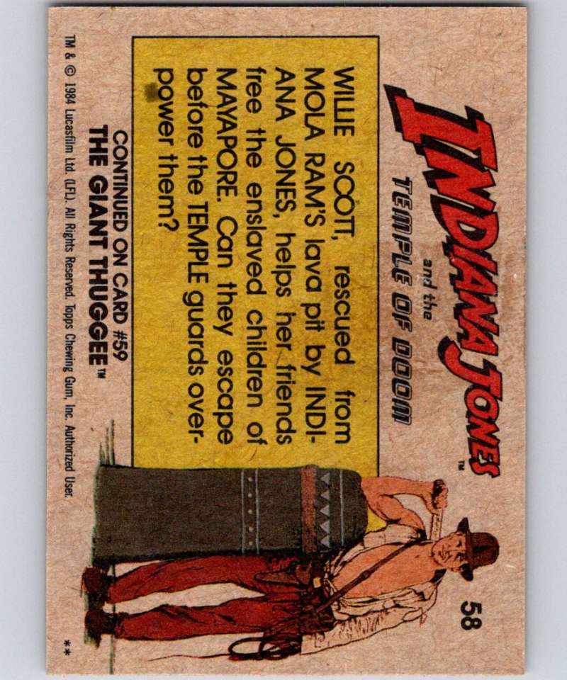 1984 Topps Indiana Jones and the Temple of Doom #58 The Escape Continues! Image 2