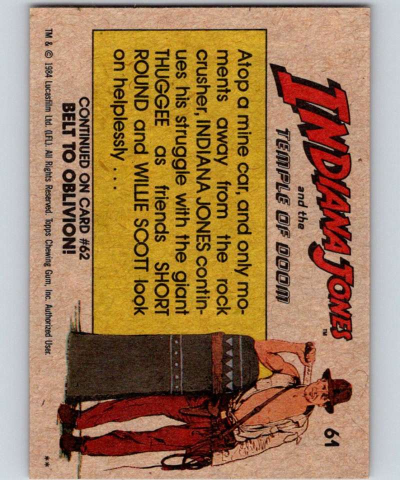 1984 Topps Indiana Jones and the Temple of Doom #61 Indy's Fight for Life! Image 2