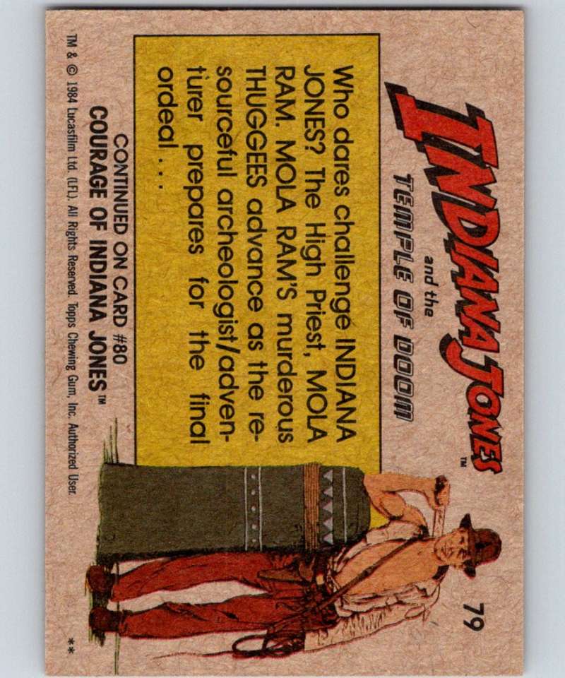 1984 Topps Indiana Jones and the Temple of Doom #79 Indy in Action! Image 2