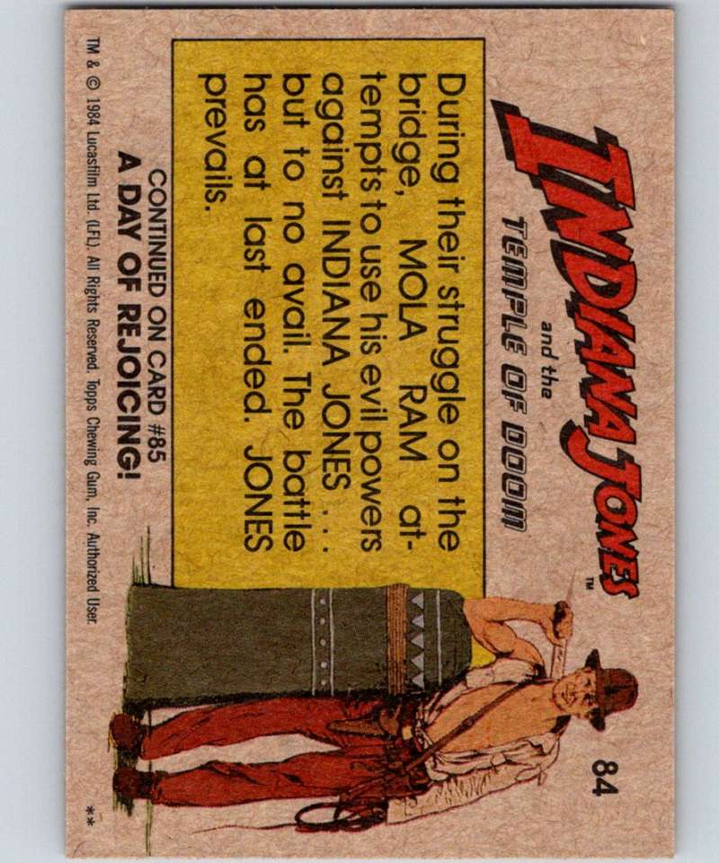 1984 Topps Indiana Jones and the Temple of Doom #84 Indiana Jones vs. Mola Ram! Image 2