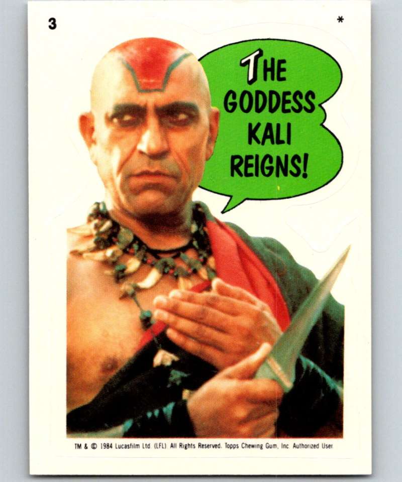 1984 Topps Indiana Jones and the Temple of Doom Stickers #3 The Goddess Kali reigns! Mola Ram