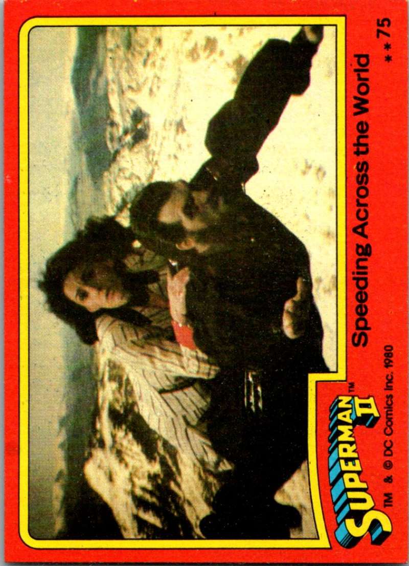 1980 Topps Superman II #75 Speeding Across the World Image 1