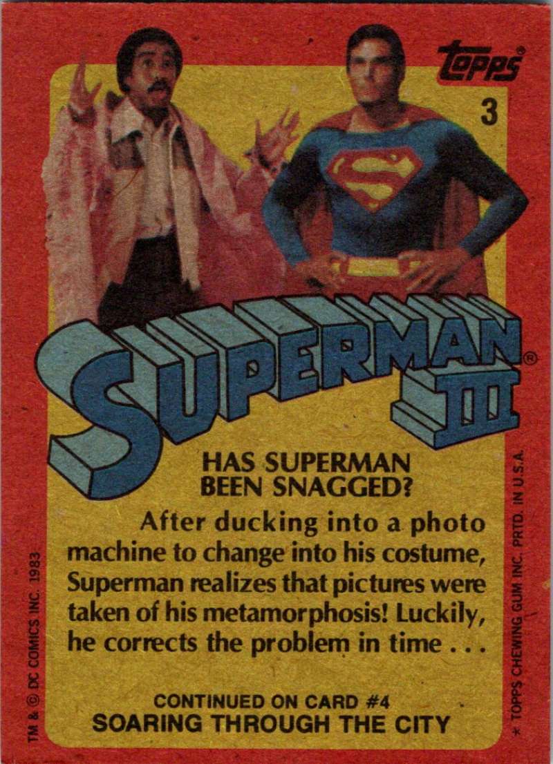 1983 Topps Superman III #3 Has Superman Been Snagged? Image 2