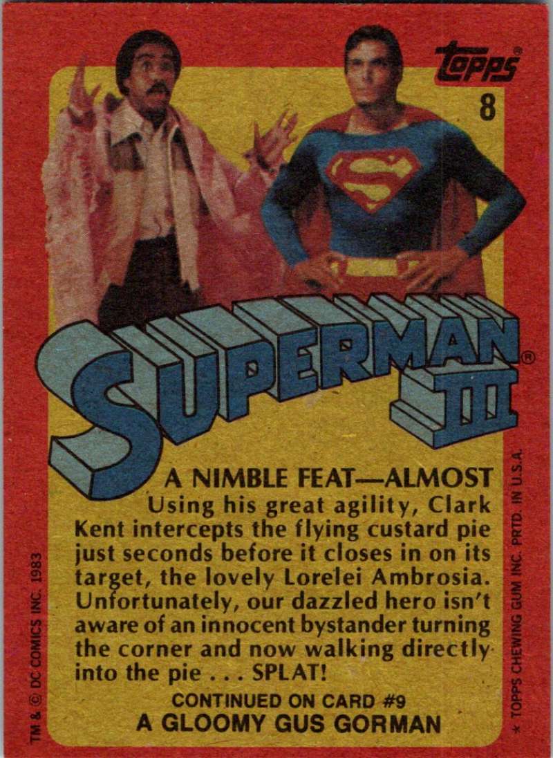 1983 Topps Superman III #8 A Nimble Feat--Almost Image 2