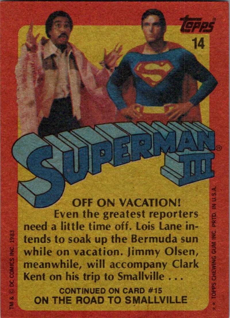 1983 Topps Superman III #14 Off on Vacation! Image 2