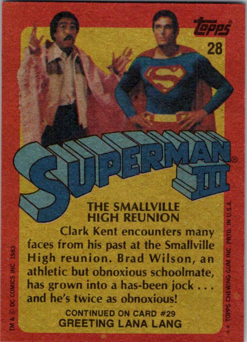 1983 Topps Superman III #28 The Smallville High Reunion Image 2