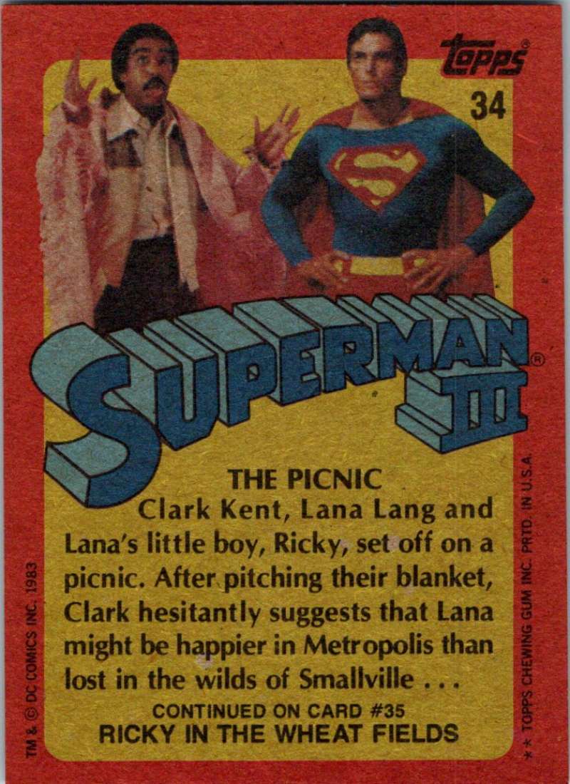1983 Topps Superman III #34 The Picnic Image 2