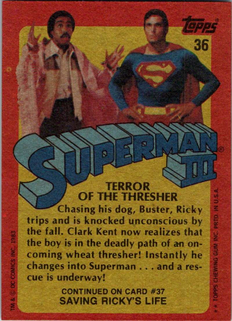 1983 Topps Superman III #36 Terror of the Thresher Image 2