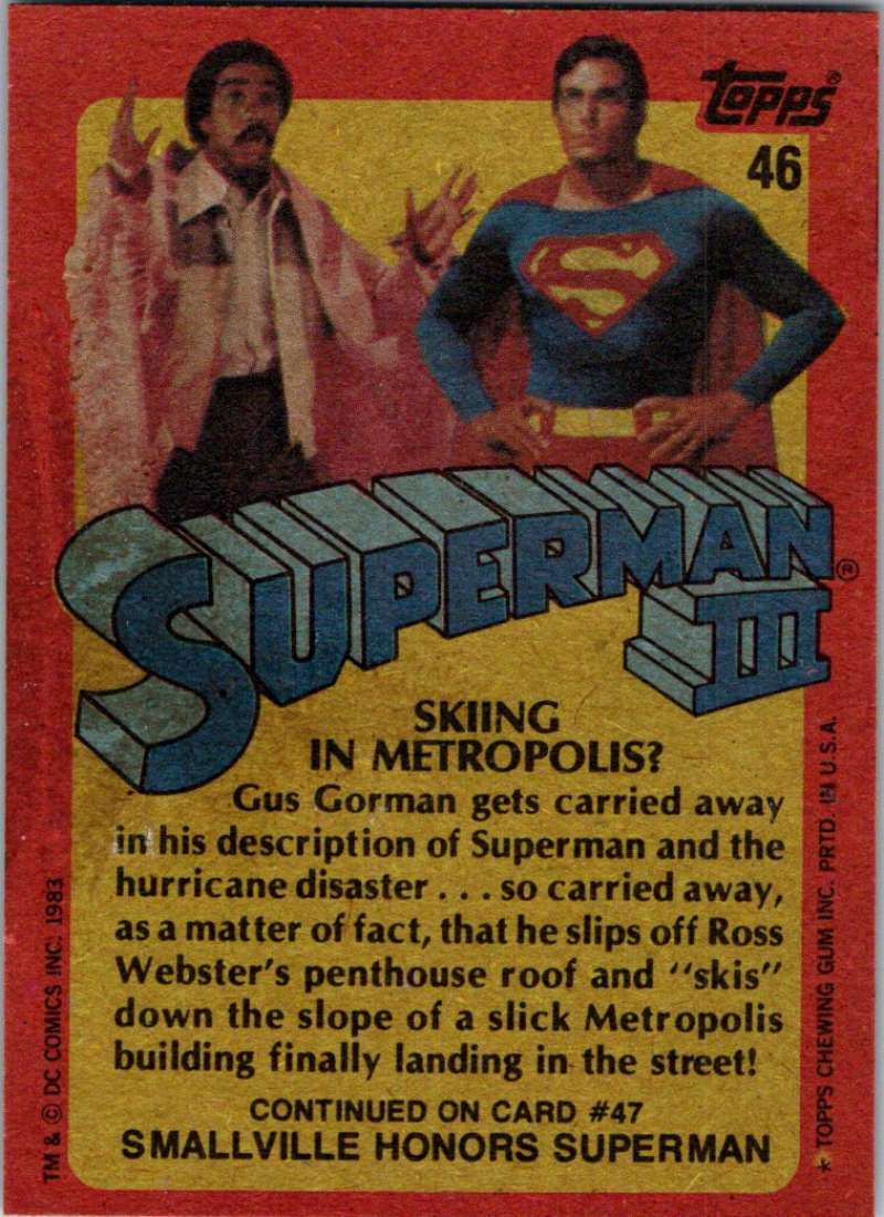 1983 Topps Superman III #46 Skiing in Metropolis? Image 2