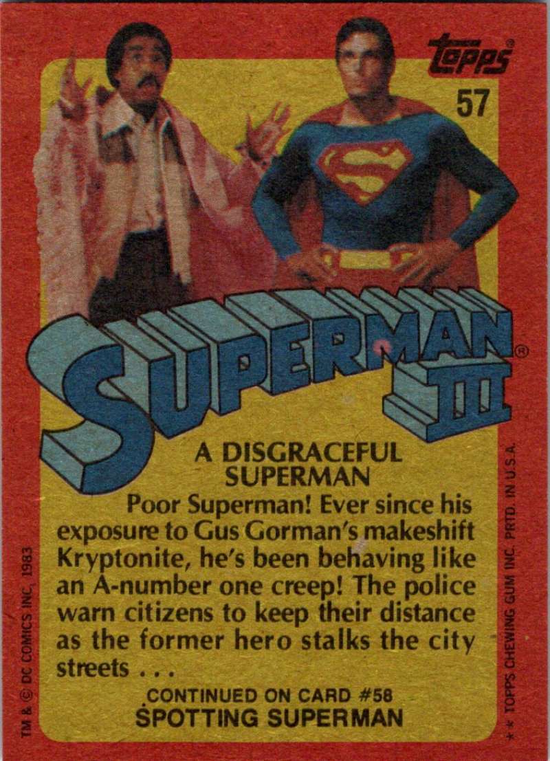 1983 Topps Superman III #57 A Disgraceful Superman Image 2