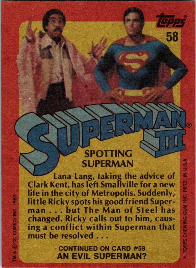 1983 Topps Superman III #58 Spotting Superman Image 2