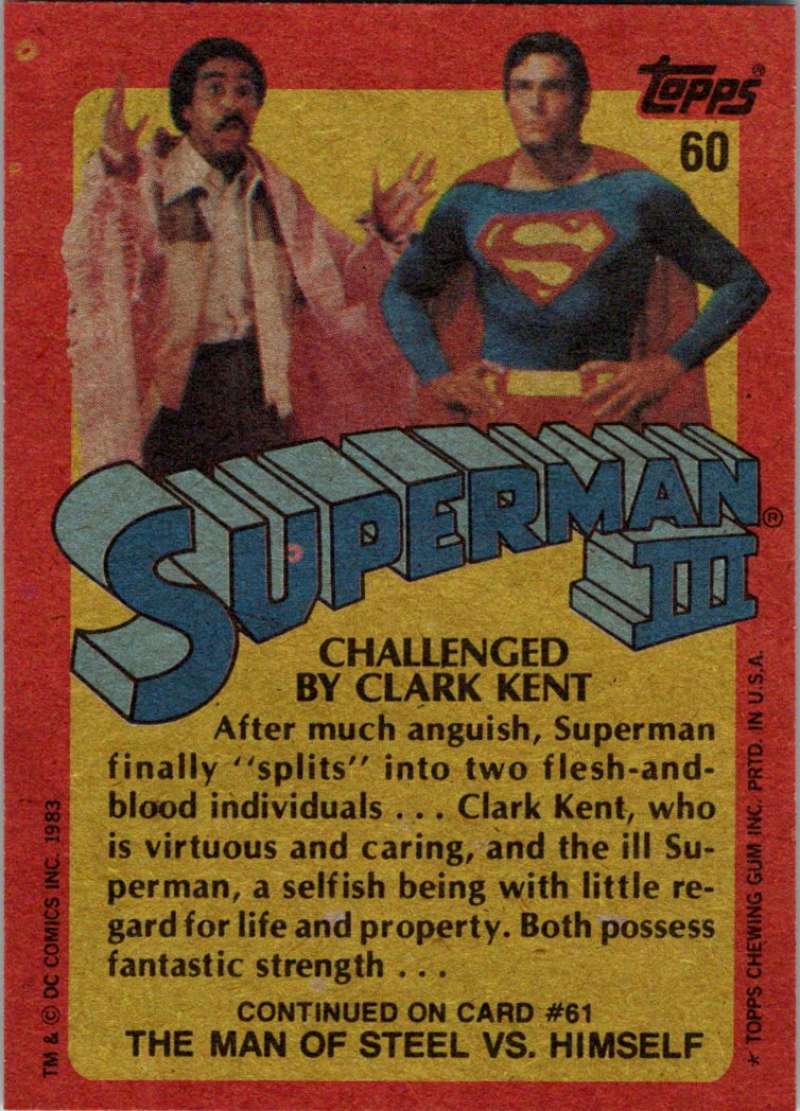 1983 Topps Superman III #60 Challenged by Clark Kent Image 2