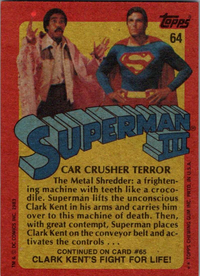 1983 Topps Superman III #64 Car Crusher Terror Image 2