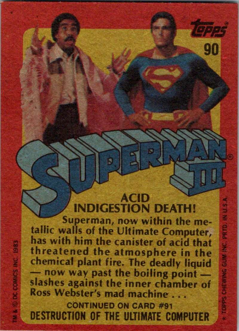 1983 Topps Superman III #90 Acid Indigestion Death!