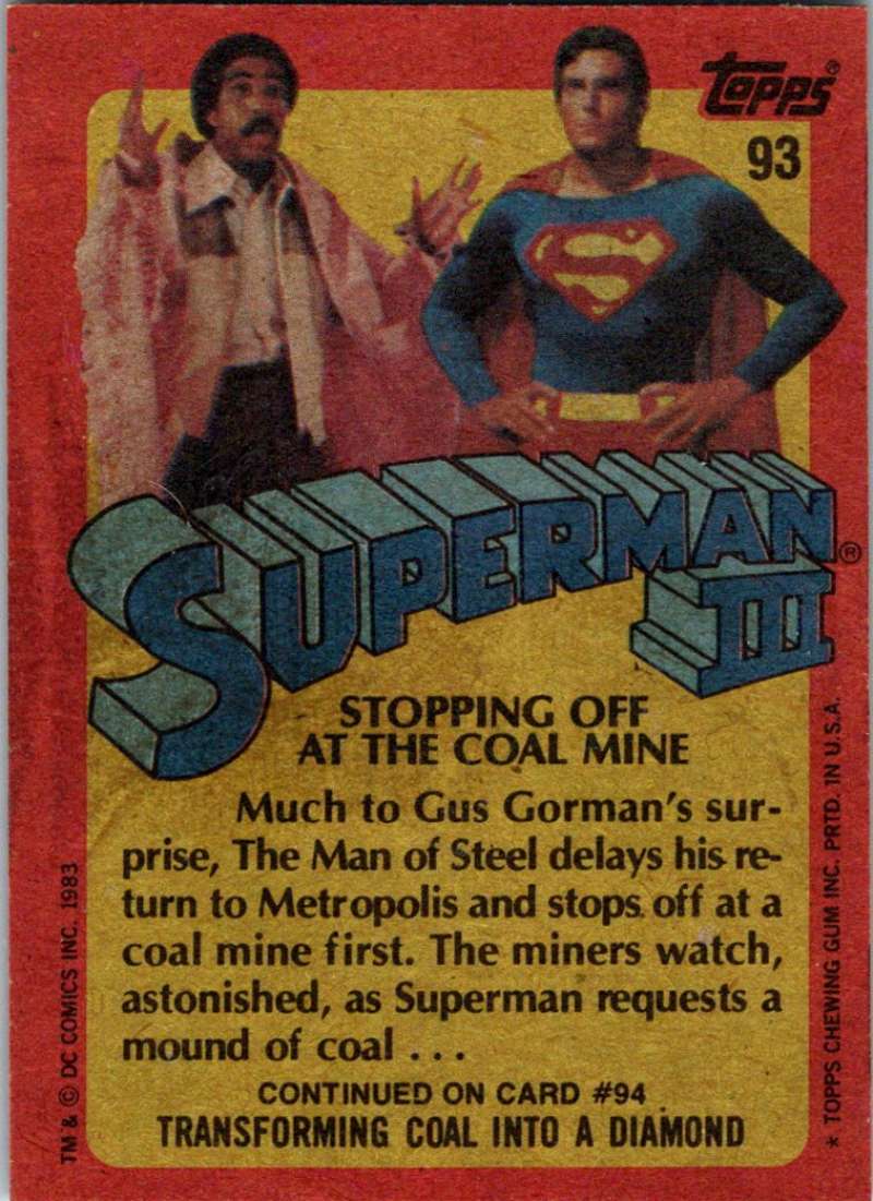 1983 Topps Superman III #93 Stopping Off at the Coal Mine