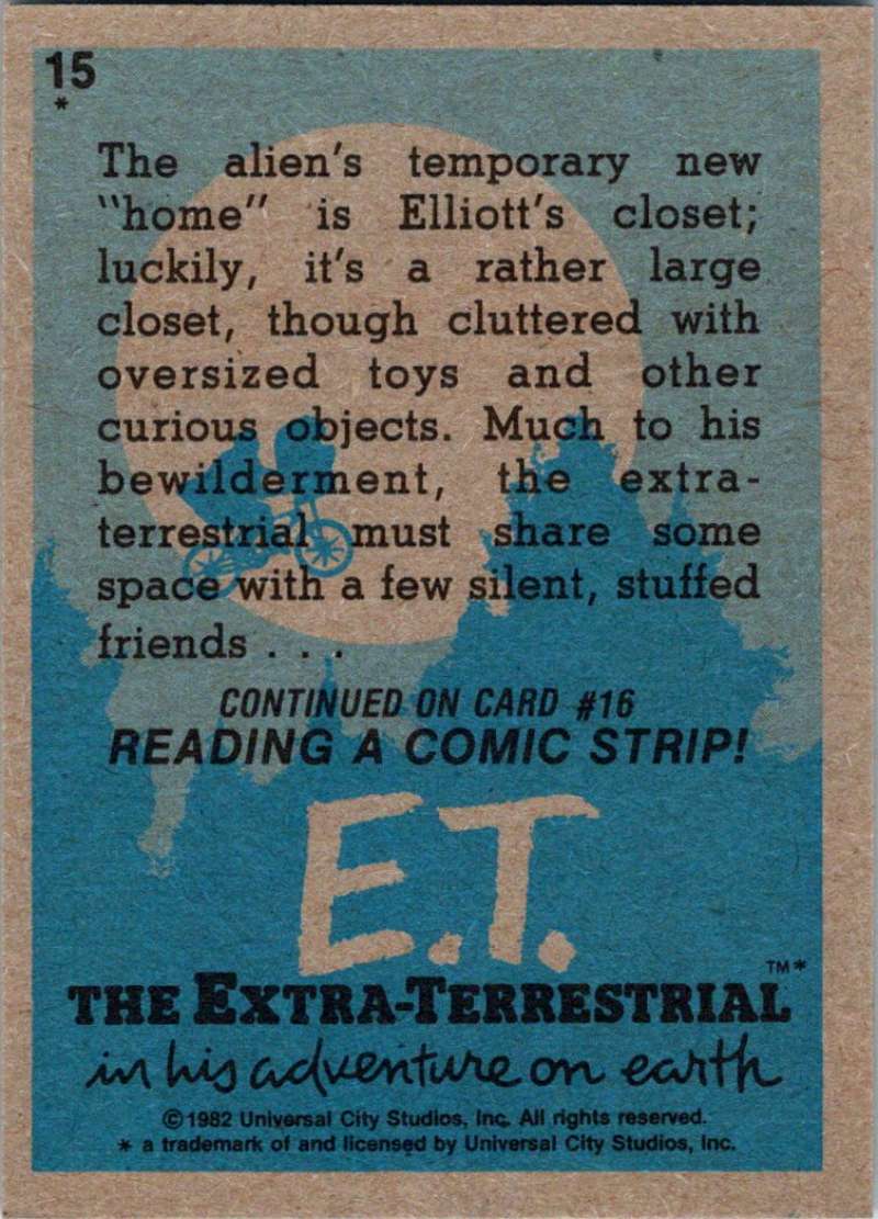 1982 Topps E.T. The Extraterrestrial #15 Among Elliott's Toys Image 2