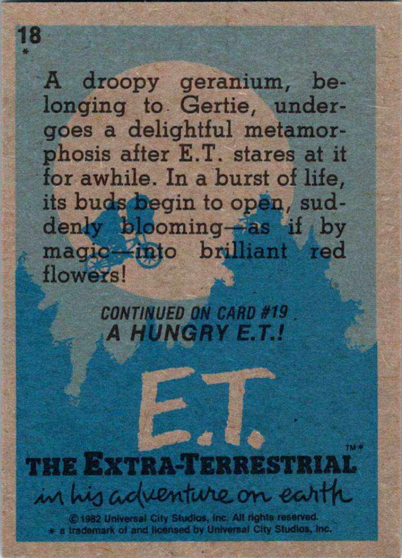 1982 Topps E.T. The Extraterrestrial #18 E.T. and the Flower Image 2