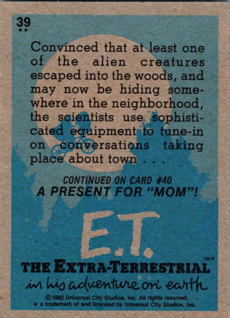 1982 Topps E.T. The Extraterrestrial #39 The Listeners Image 2