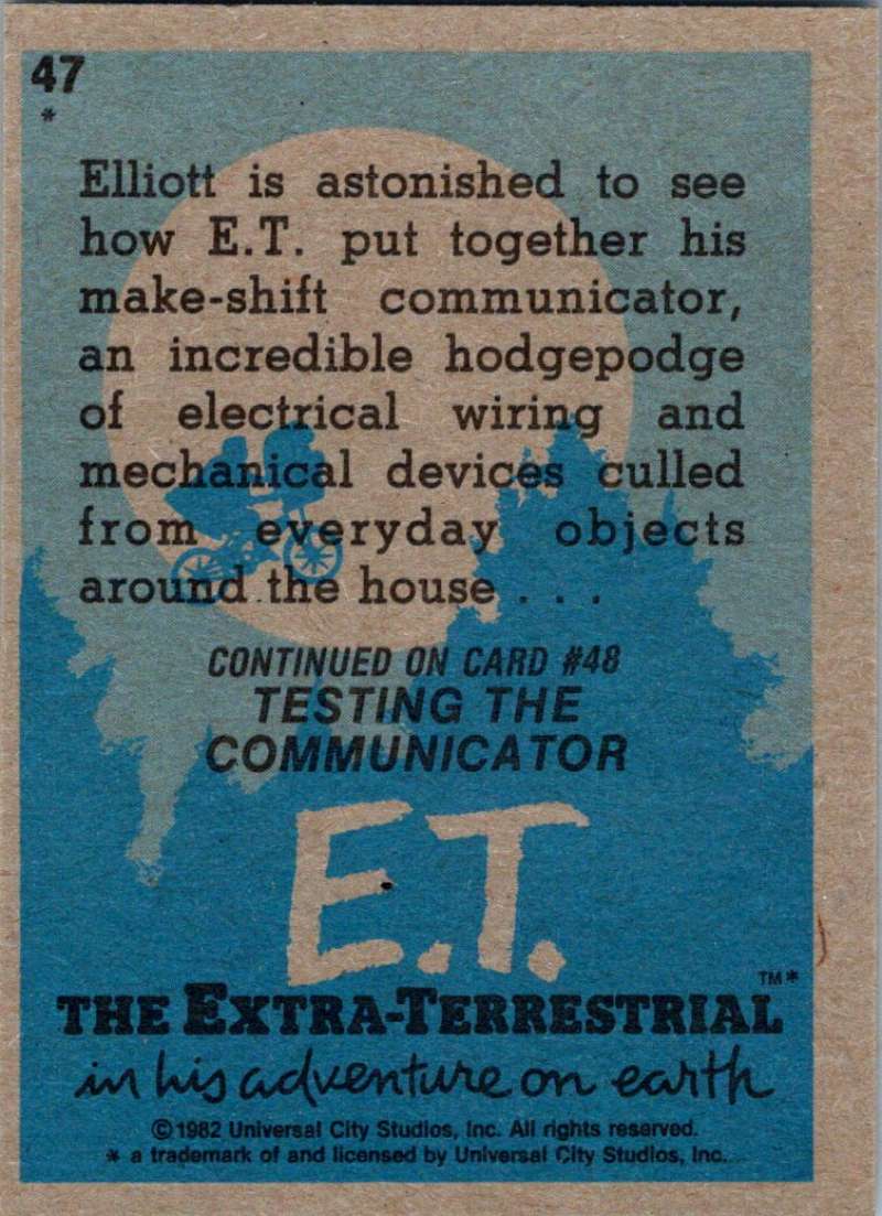1982 Topps E.T. The Extraterrestrial #47 E.T. Phones Home! Image 2
