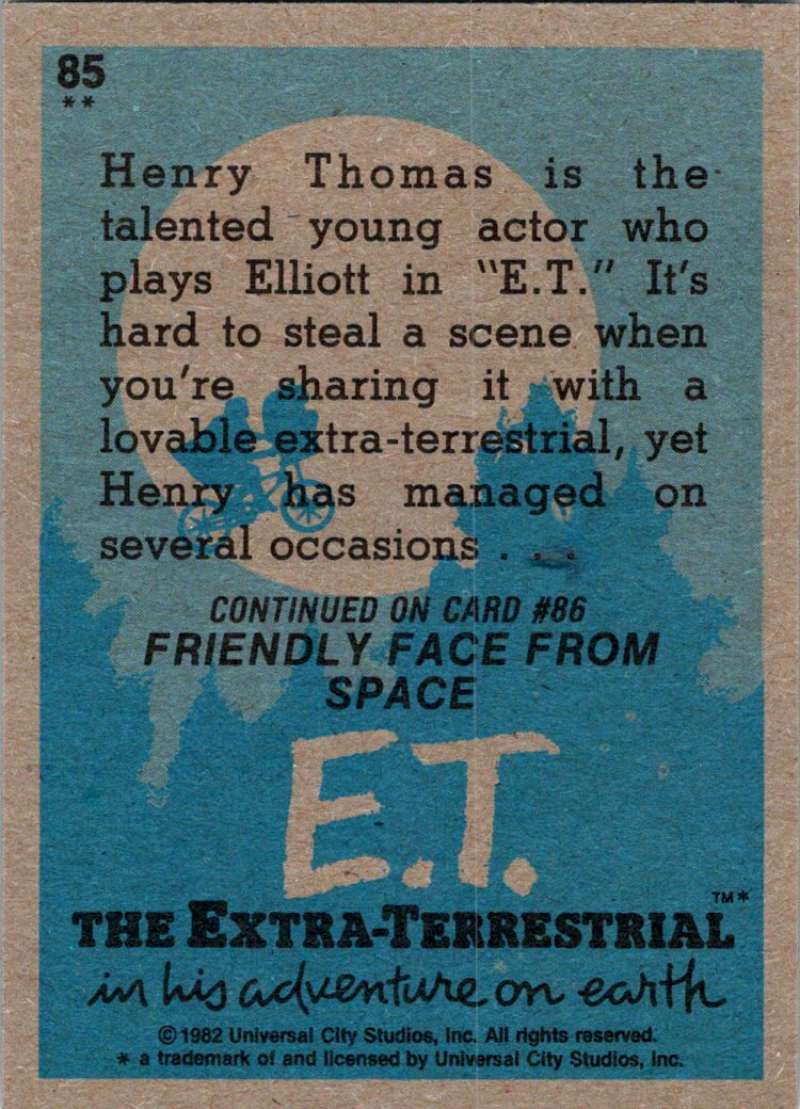1982 Topps E.T. The Extraterrestrial #85 An Amazing New Star!