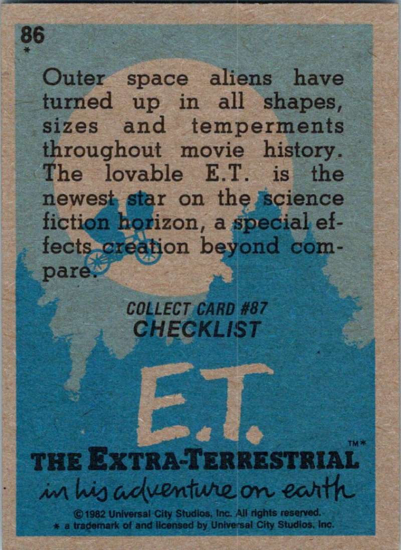 1982 Topps E.T. The Extraterrestrial #86 Friendly Face from Space! Image 2