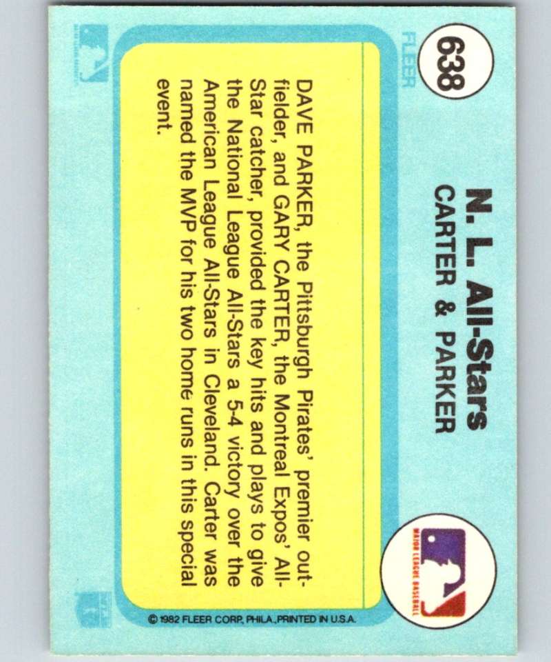 1982 Fleer #638 Gary Carter/Dave Parker