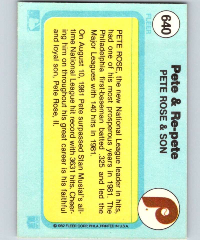 1982 Fleer #640 Pete Rose Phillies Pete and Re-Pete