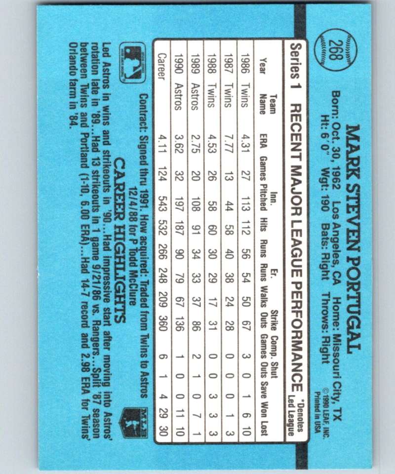 1991 Donruss #268 Mark Portugal Astros MLB Baseball Image 2