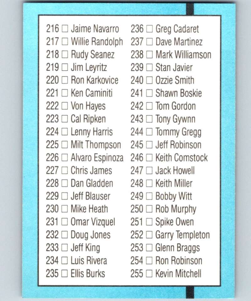 1991 Donruss #300 Checklist 180-255 MLB Baseball Image 2