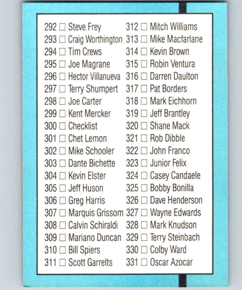 1991 Donruss #386 Checklist 256-331 MLB Baseball Image 2